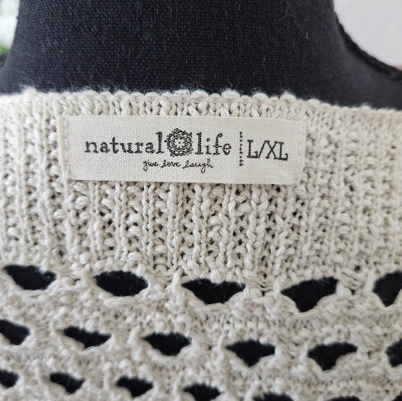 NWOT Natural Life Abigail Duster Cardigan Crochet Open Knit Cotton Blend Boho - Picture 12 of 14